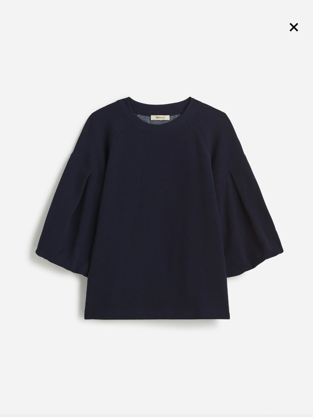 Madewell Puff Sleeve Sweatshirt Tee in Navy Size XL